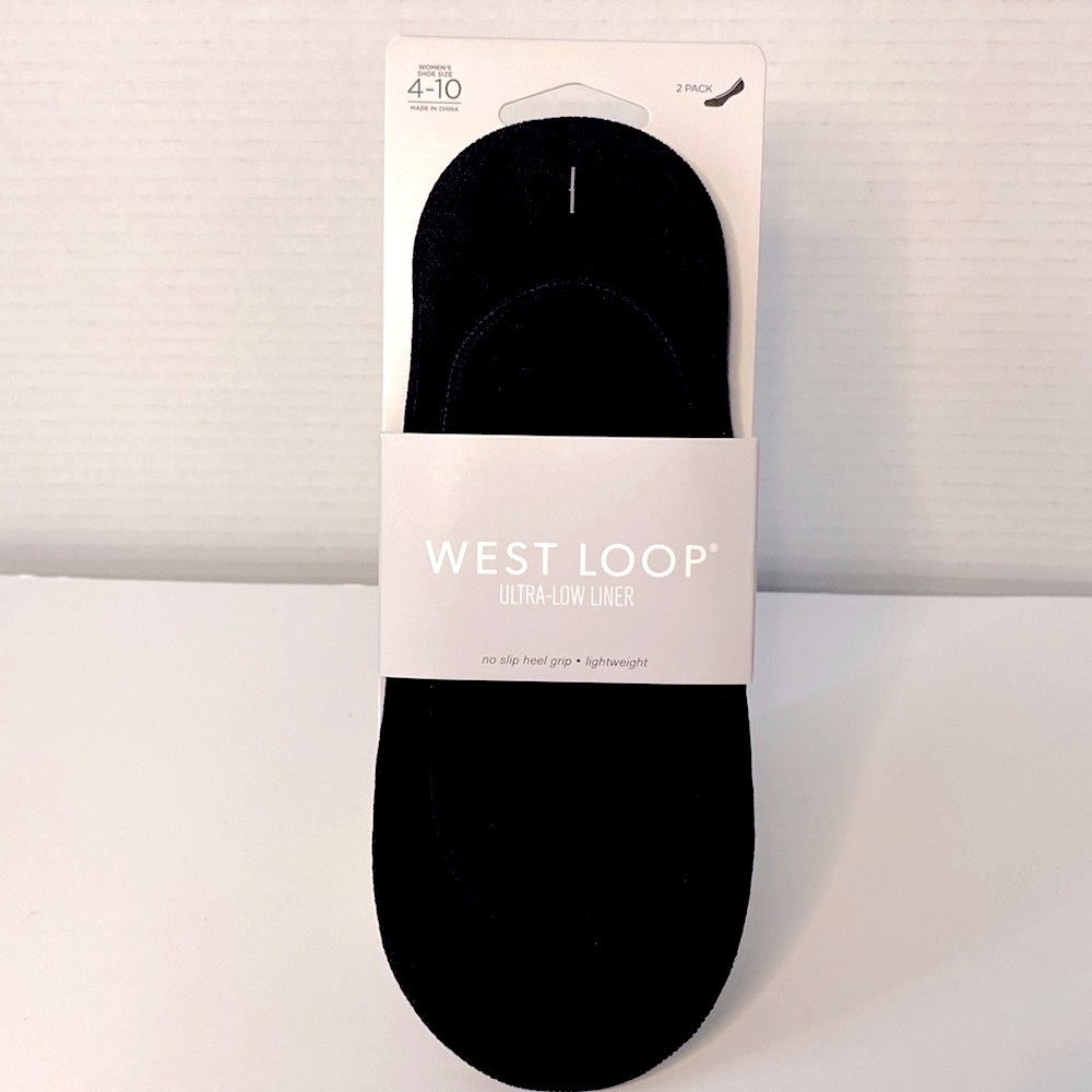 4/$20 West Loop Women’s Ultra-Low Liner Socks, 2-Pack (Size 4-10, Black)